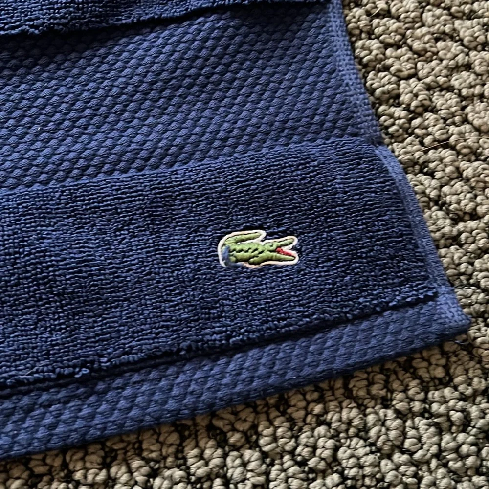NWT Lacoste Navy Heritage Antimicrobial Cotton Tubmat Bath Rug